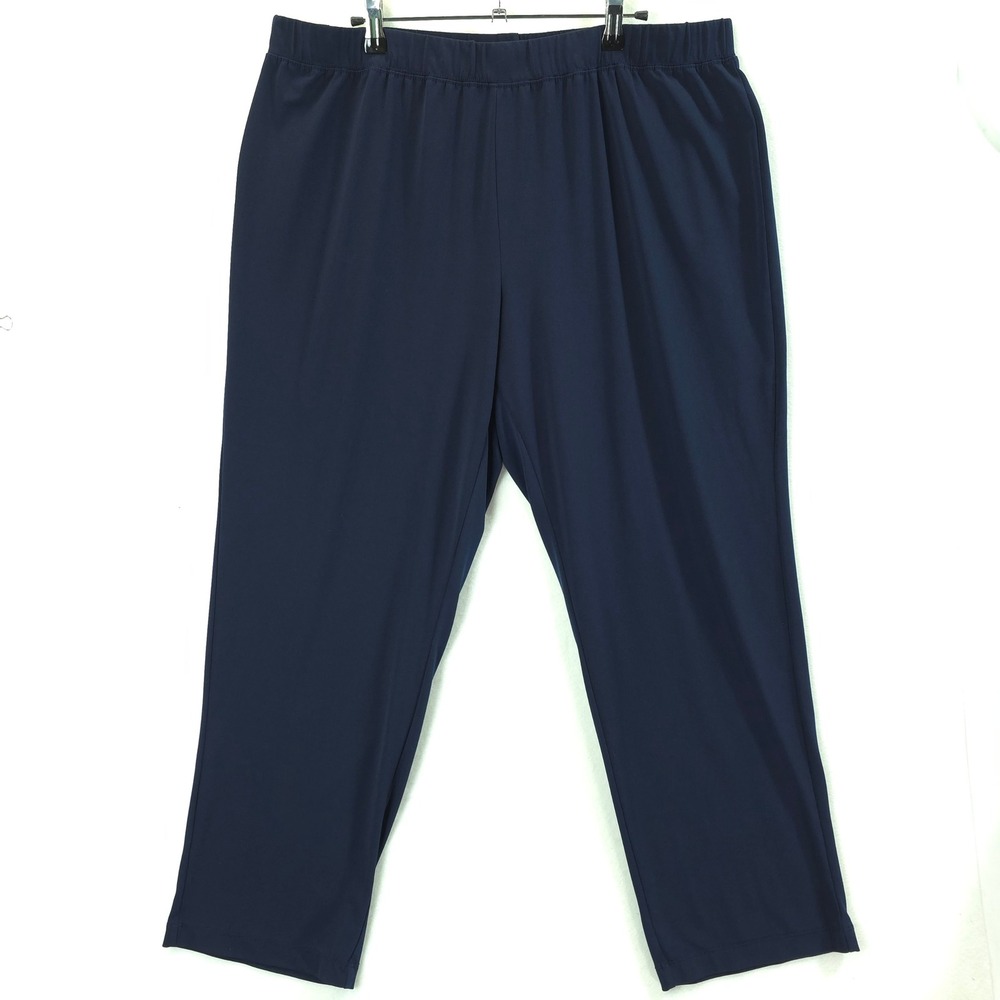 Susan Graver Liquid Knit Crop Pants Navy Blue Womens 1XP Classic Minimalist